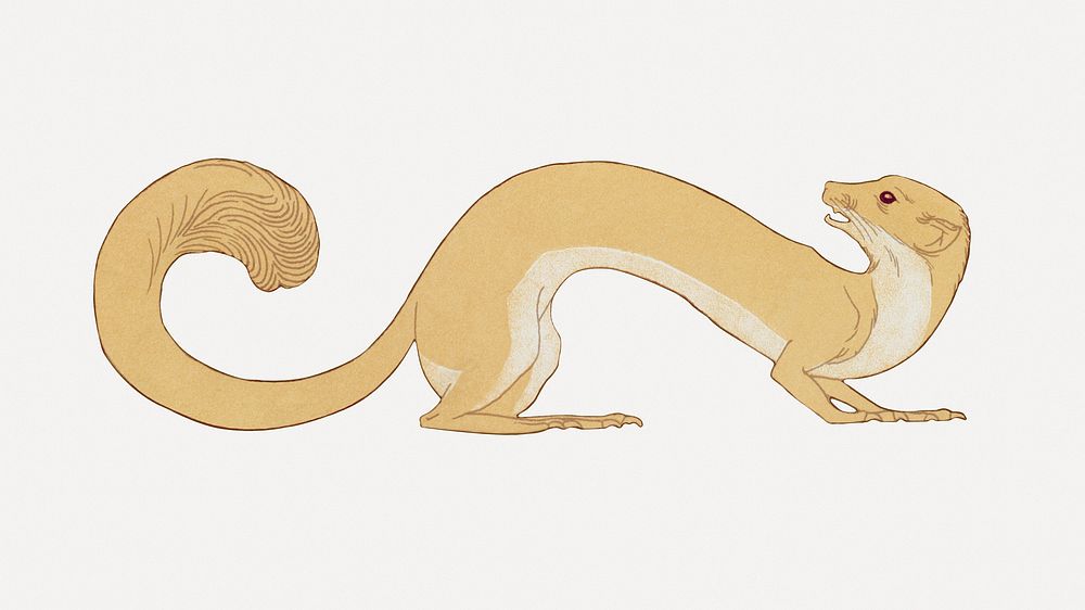 Weasel sticker, vintage animal illustration psd
