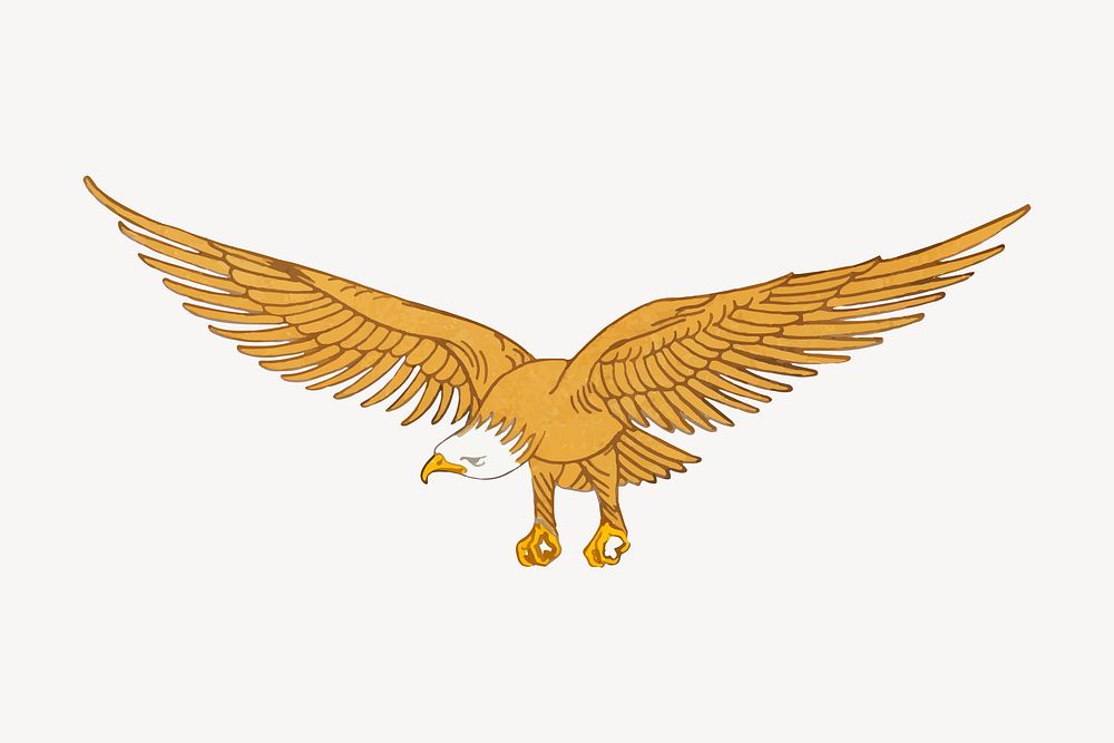Eagle bird sticker, vintage animal illustration vector
