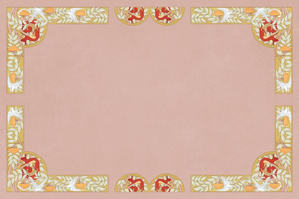 Pink vintage frame background, art deco pattern, Maurice Pillard Verneuil artword remixed by rawpixel