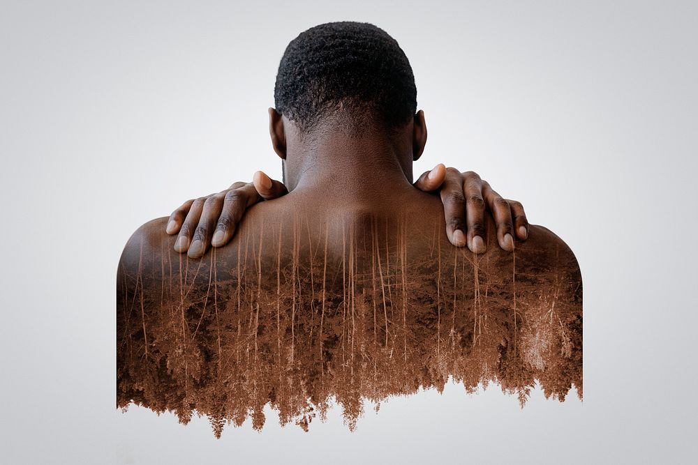 Environment background, surreal African American man back design