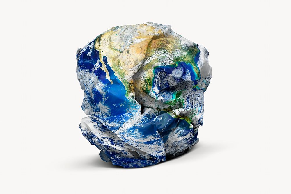 World crumpled paper, environment, off white design