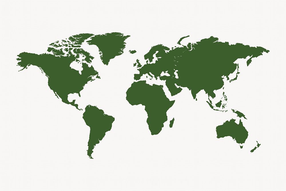 Green world map on white background