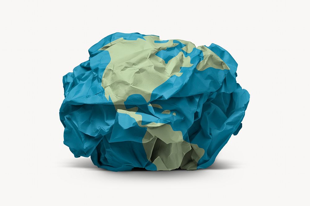 World environment, crumpled paper, off white design