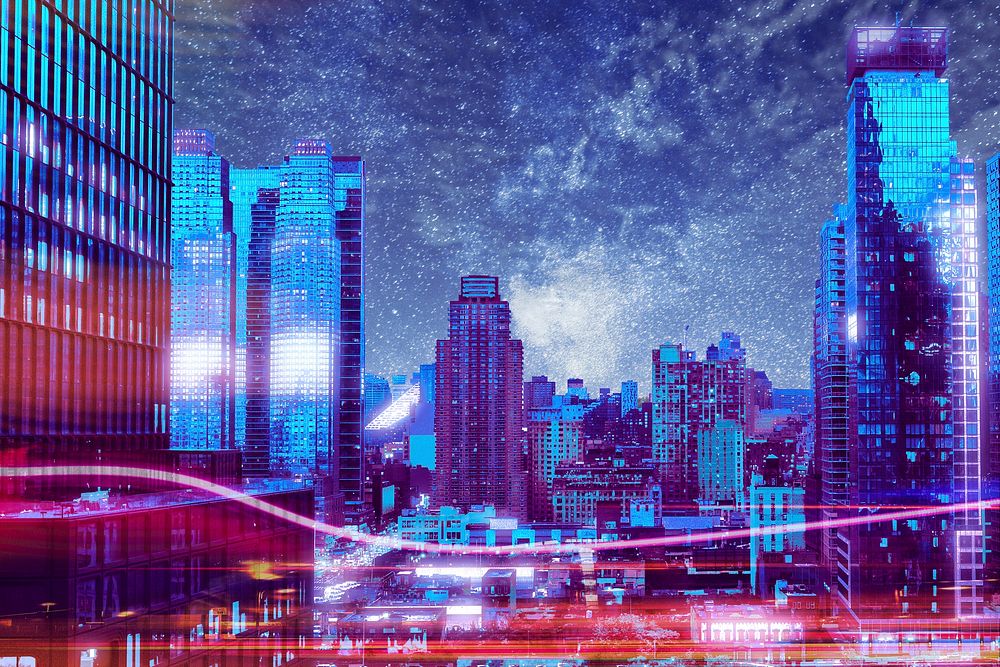 Futuristic city background, technology, psd