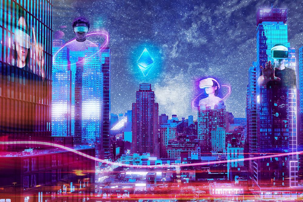 Futuristic city background, technology, psd