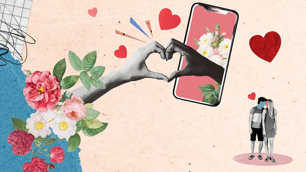 Love desktop wallpaper background, floral design psd