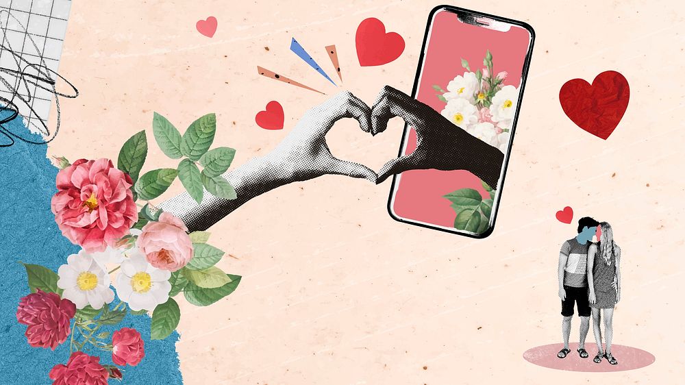 Love desktop wallpaper background, floral design vector