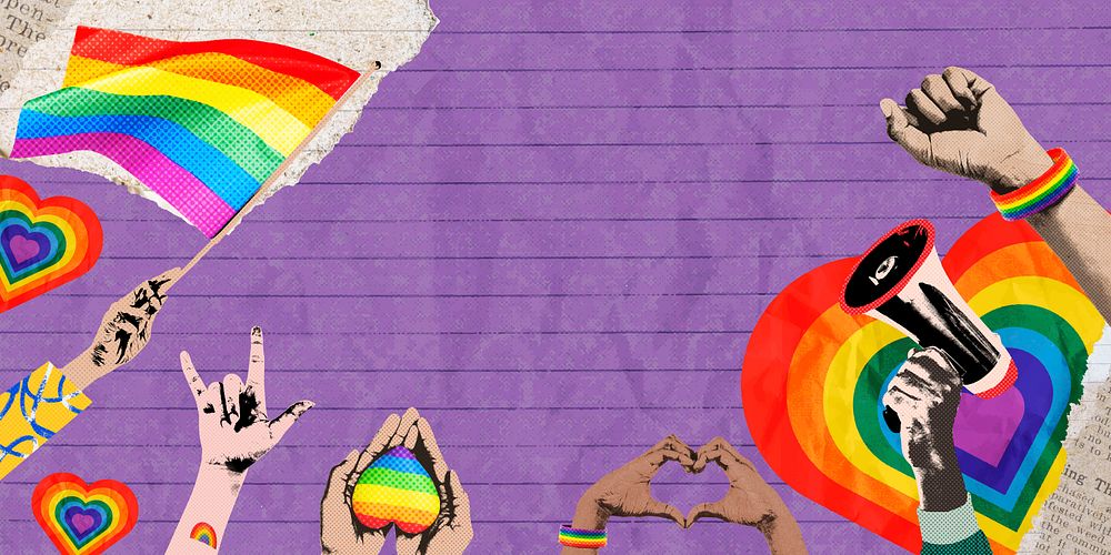 Pride month banner background, purple paper design vector