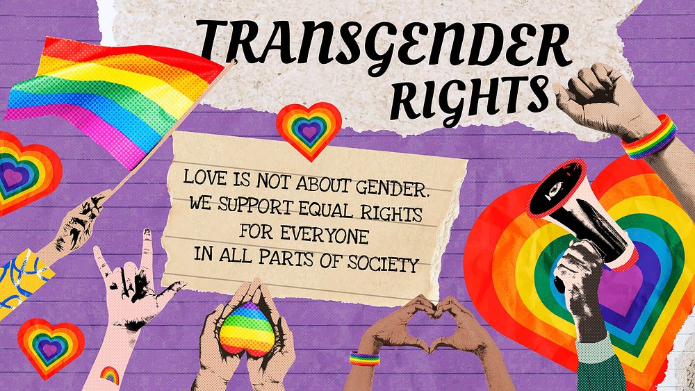 Transgender rights Facebook cover template, remix media design vector