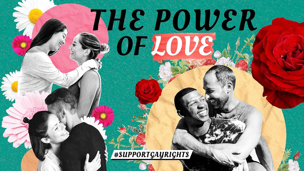 LGBTQ+ Love blog banner template, remix media design vector