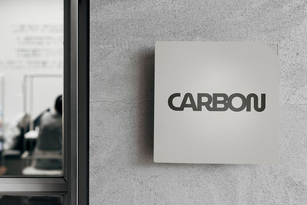 Glowing carbon business sign, aesthetic design