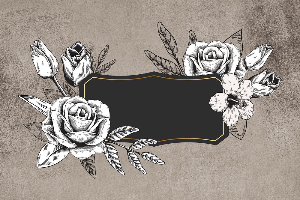 Floral frame on brown textured background illustration