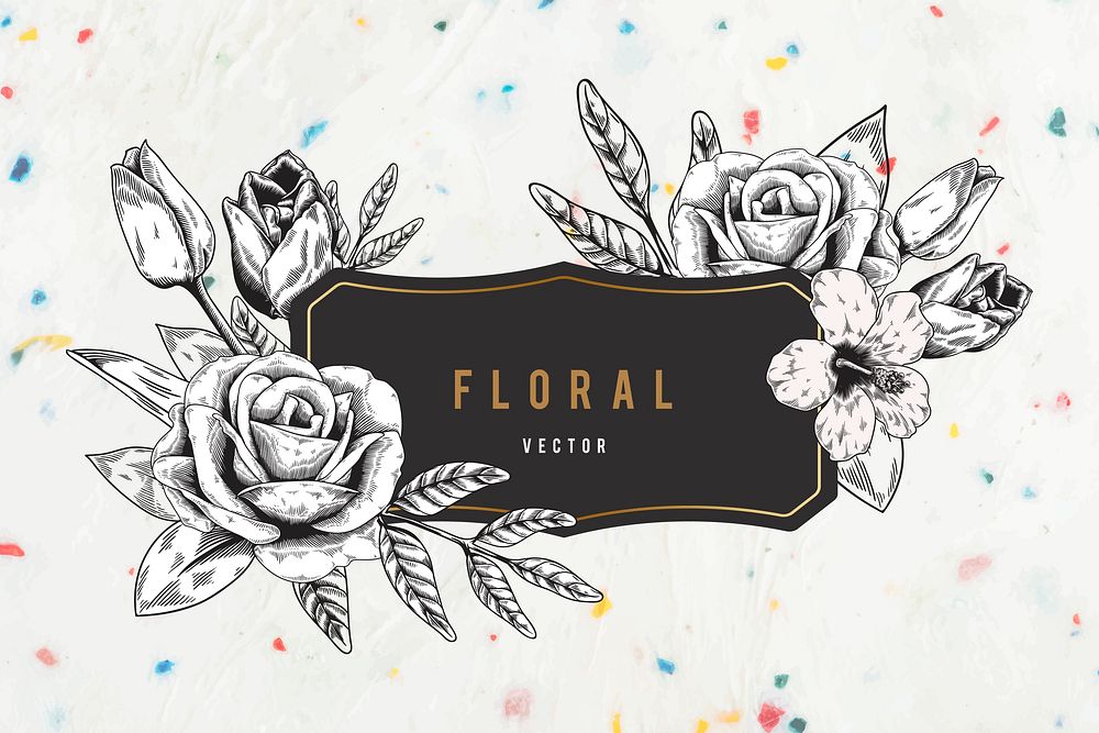 Floral frame on white background vector