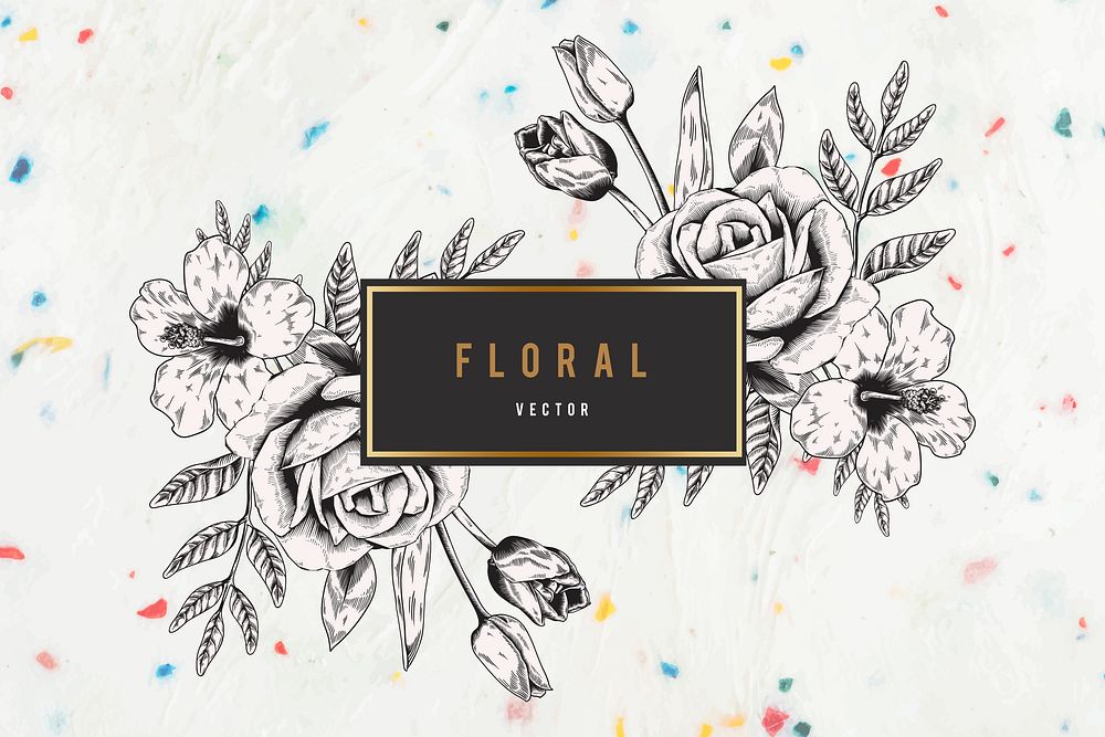 Floral frame on white background vector