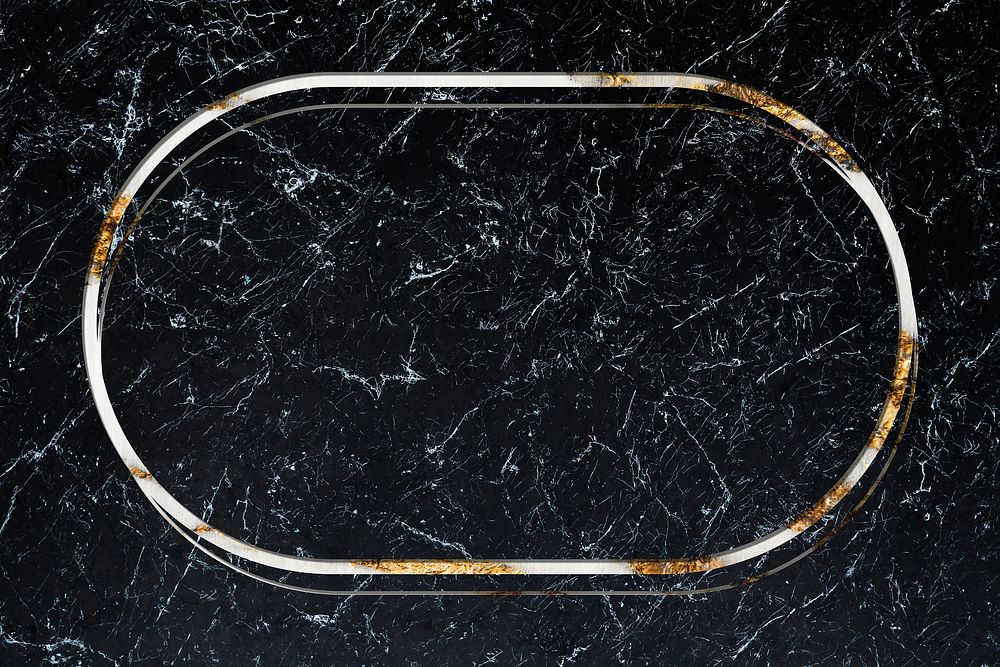 Oval frame on black marble textured background