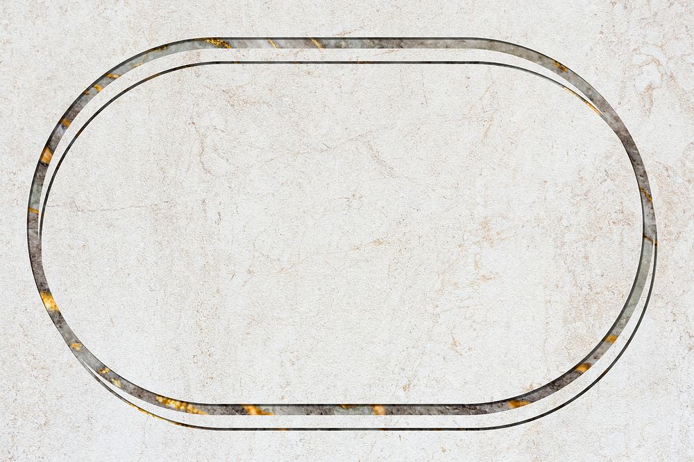 Oval frame on white marble textured background