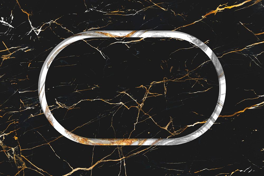 Oval frame on black marble textured background vector