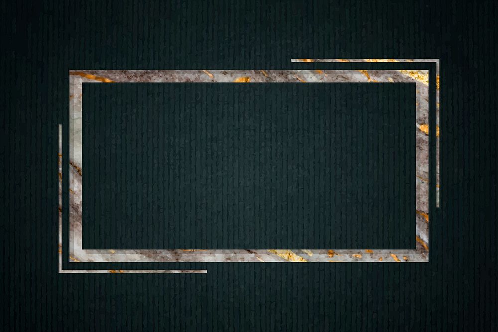 Rectangle frame on dark green fabric textured background vector