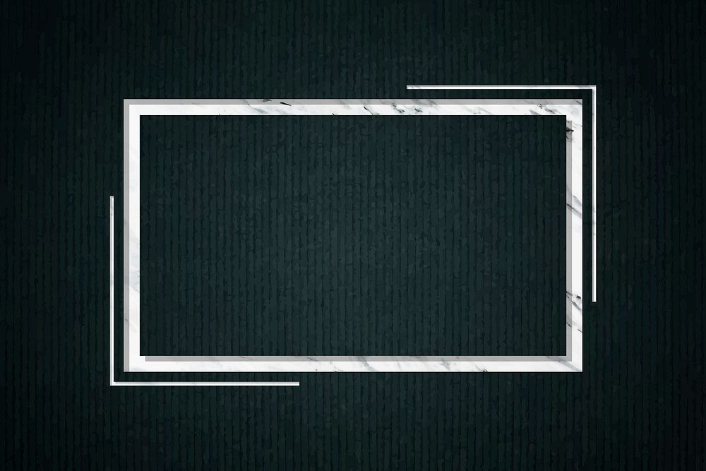 Rectangle frame on dark green fabric textured background vector