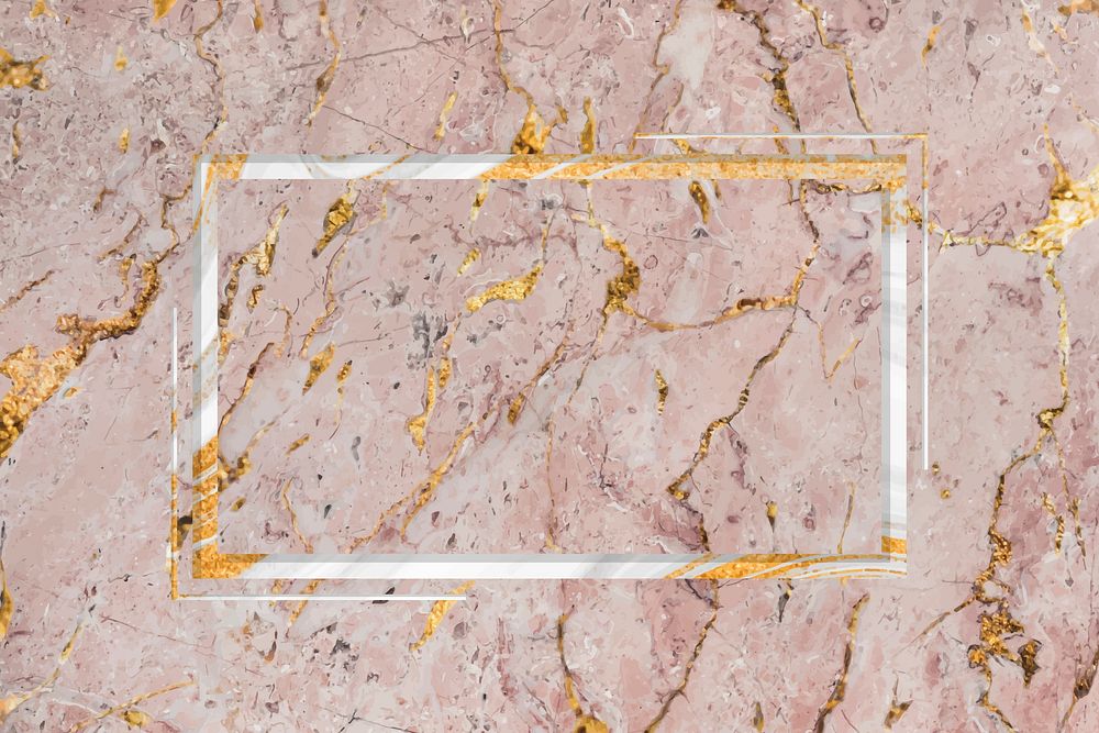 Rectangle frame on pink marble textured background vector