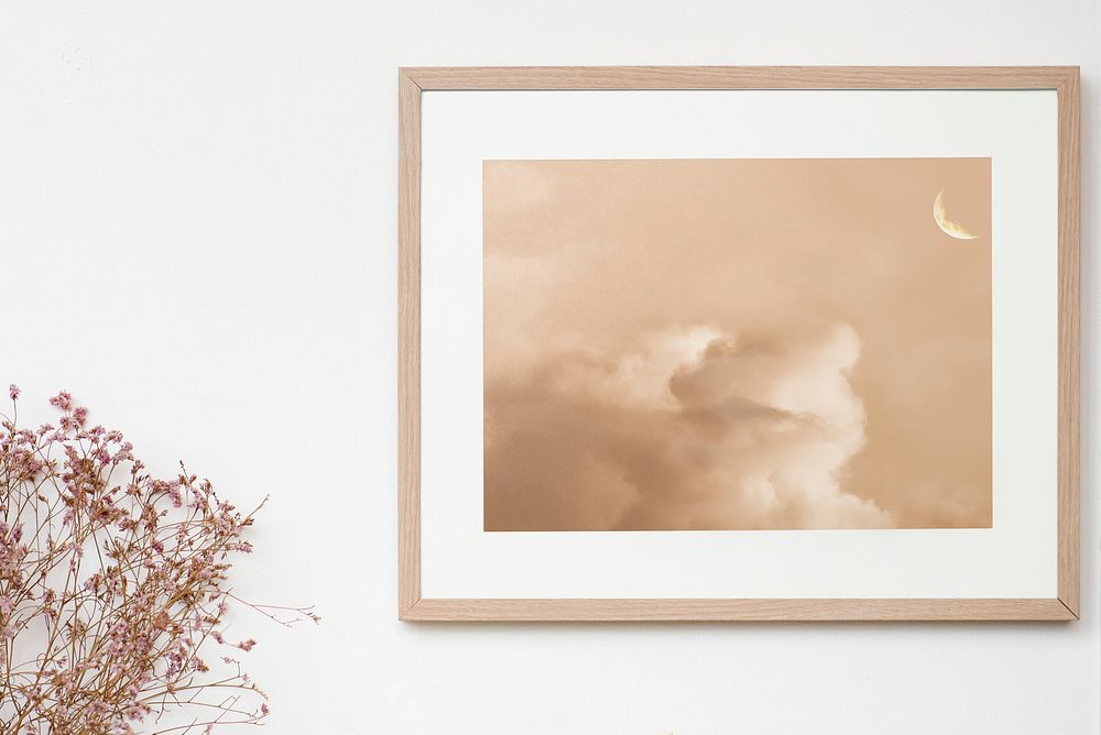 Photo frame mockup, aesthetic home decor psd