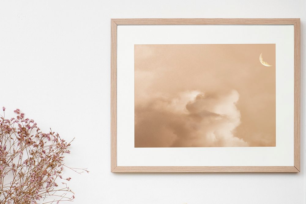 Framed cloudscape photo, aesthetic home decoration