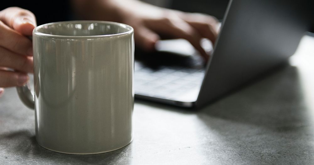 Coffee mug mockup website banner template