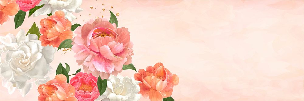 Beautiful hand drawn flowers banner vector