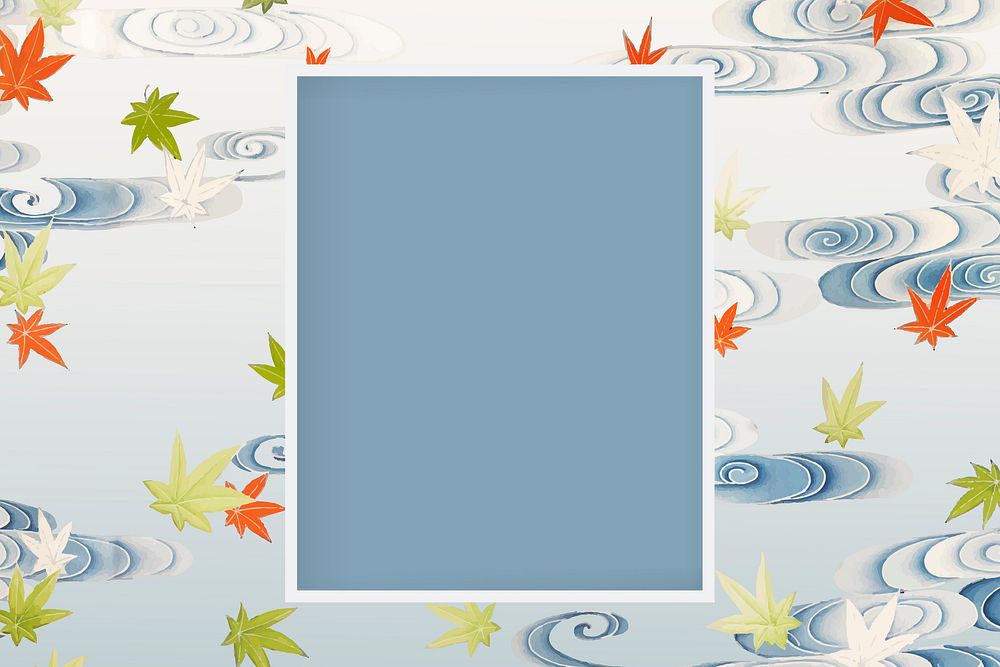 Rectangle frame with maple leaves and swirls vector