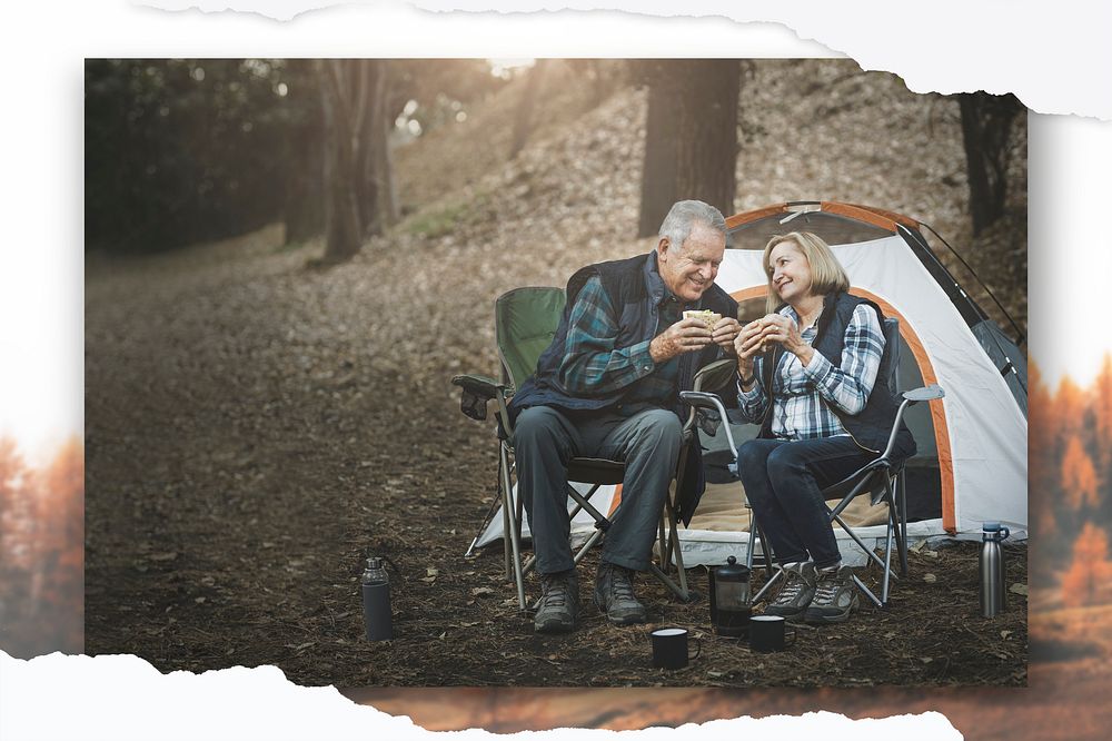 Senior couple camping in the new normal 