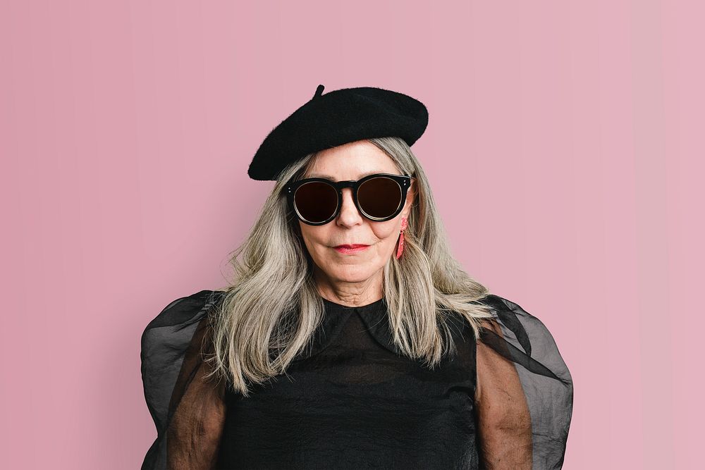 Senior woman in a fashion shoot mockup