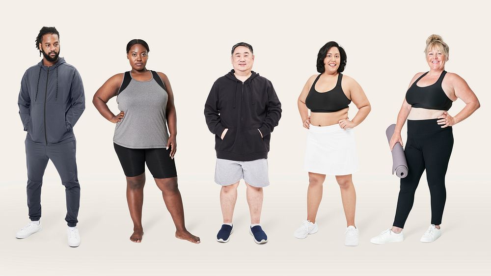 Body positivity diverse models sportswear outfit apparel studio shot
