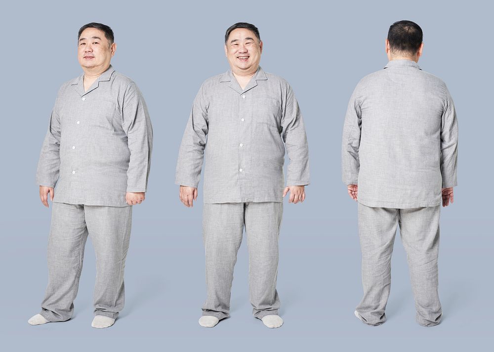 Plus size model gray sleepwear apparel full body mockup
