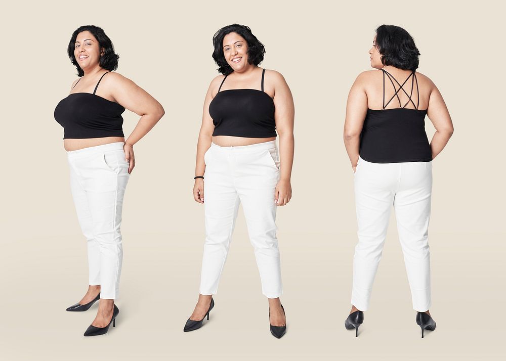Plus size fashion tank top and pants full body