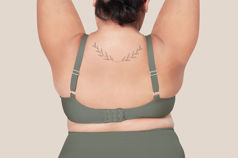 Women's green lingerie plus size fashion mockup