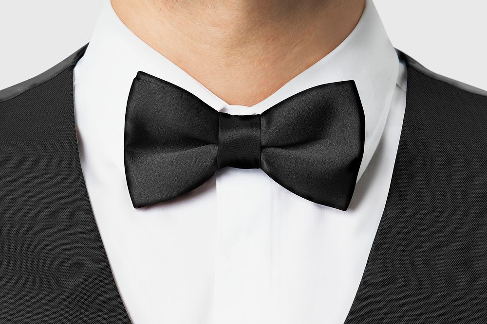 Black bow tie psd mockup formal wear close up
