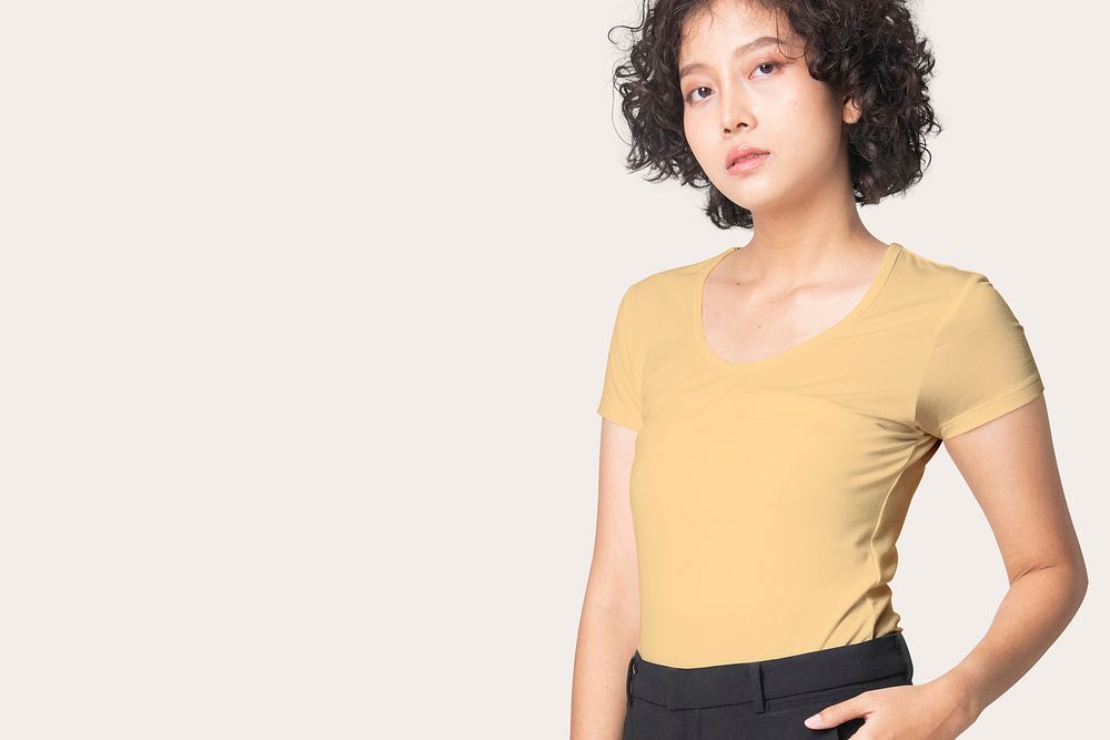 Yellow t-shirt with design space women&rsquo;s casual apparel