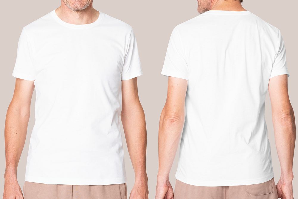 Men&rsquo;s white t-shirt casual apparel with design space
