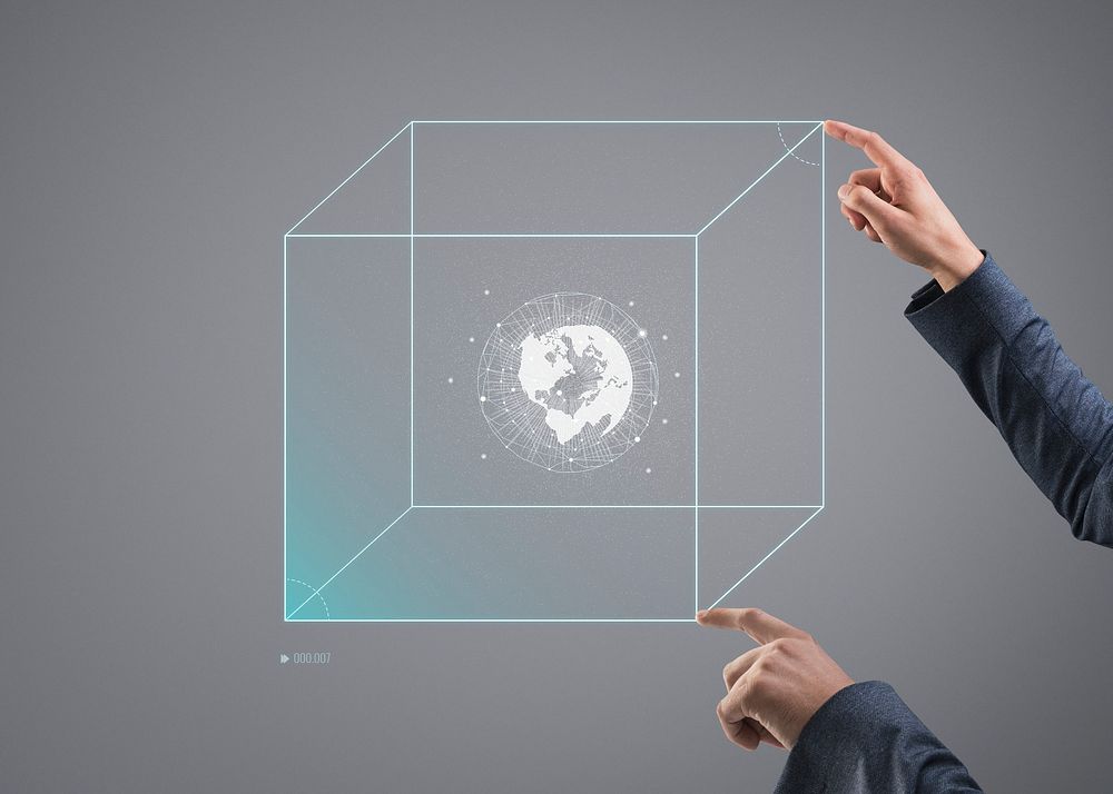 Hologram globe in a box futuristic technology
