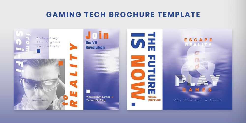 Gaming tech brochure vector template set