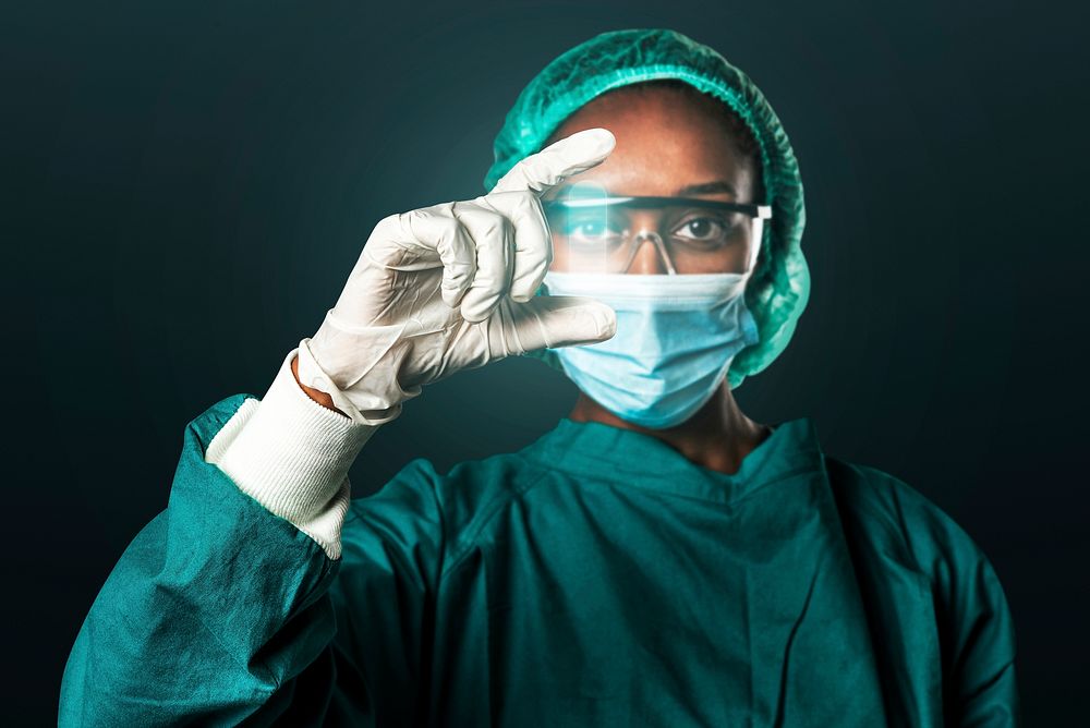 Doctor touching modern virtual screen interface medical technology