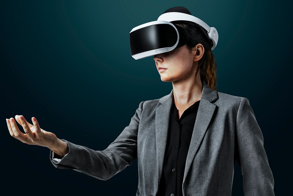 Business woman with VR headset