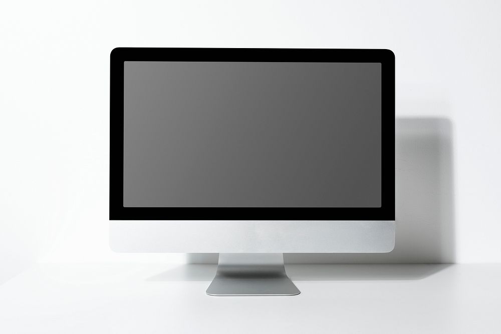 Blank computer screen on a table