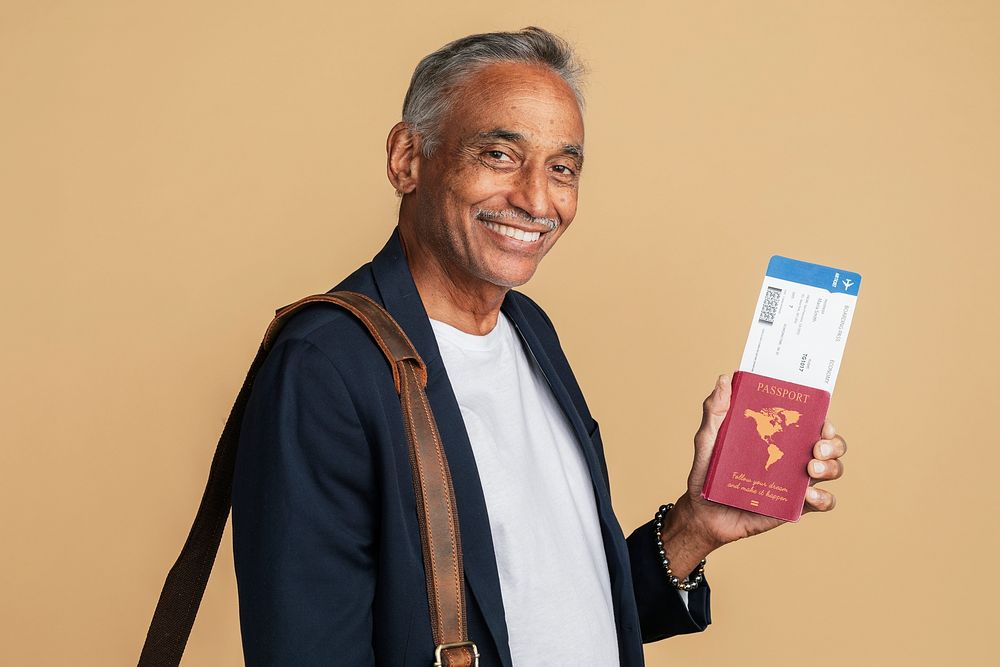 Happy Indian man on a business trip 