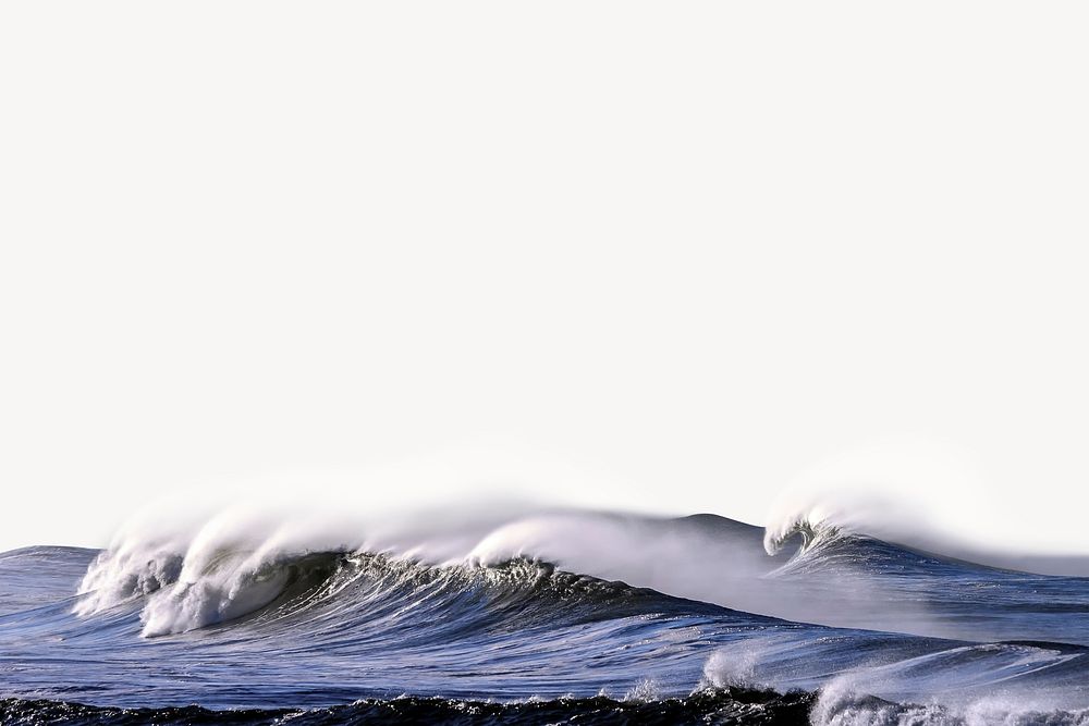 Ocean waves crashing border, nature photo psd