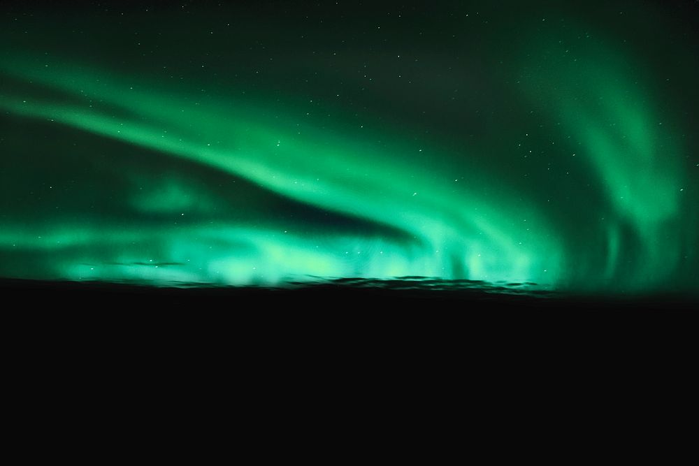 Green northern lights border, nature photo