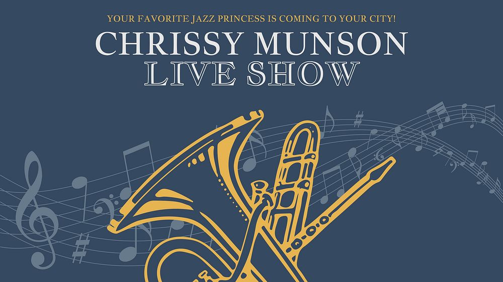 Jazz music blog banner template, vector