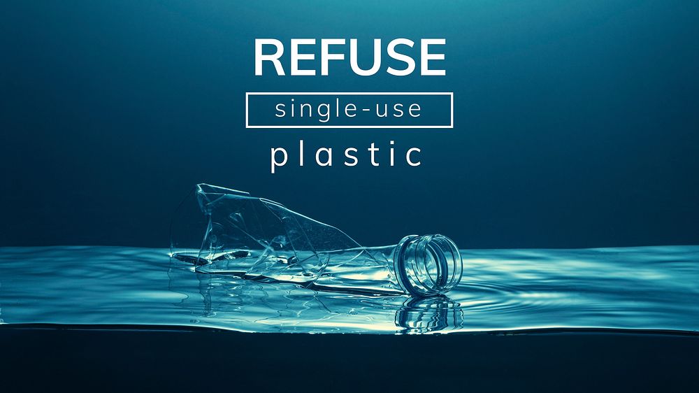  Refuse single-use plastic presentation template vector