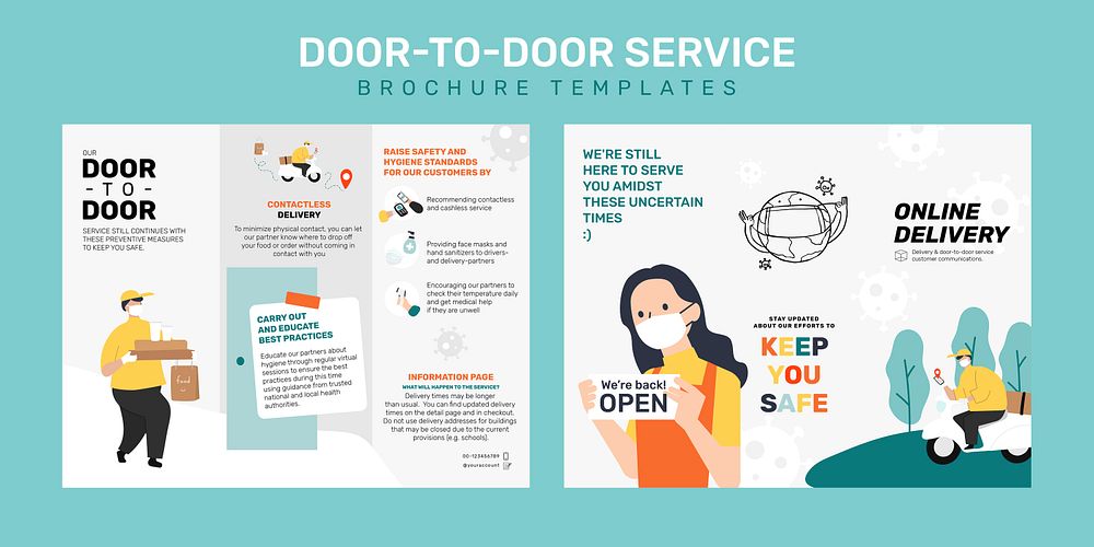 Door to door home delivery vector brochure template