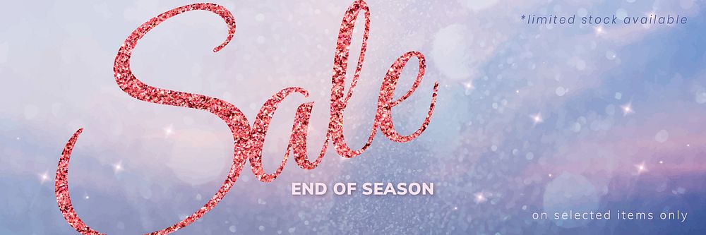 Shop sale email header vector in glittery style